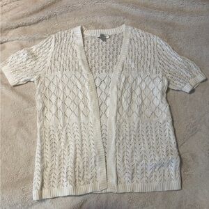 Christopher & Banks White Open Knit Cardigan